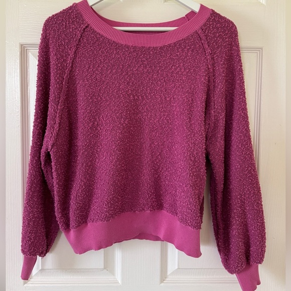 Vici Sweaters - VICI Textured Fuchsia Bubble Sleeve Sweater Small Cozy Knit NWOT Fall Holiday